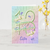 zuster 13th Birthday Butterfly Garden Card Kaart (Gele Bloem)