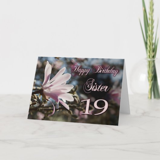 zuster 19e verjaardag met magnolia kaart (Voorkant)