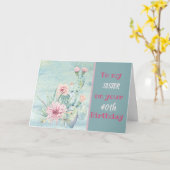 Zuster 40th Birthday Waterverf Cactus Design Kaart (Gele Bloem)