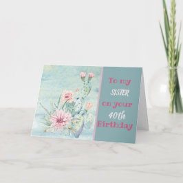 Zuster 40th Birthday Waterverf Cactus Design Kaart