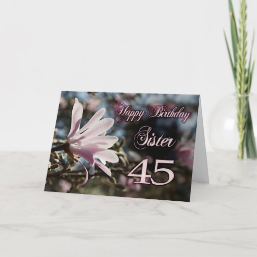 Zuster 45th Birthday met magnolia Kaart (Voorkant)