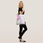 Zuster 65e jubileum aangepaste naam roze roos tote bag (Op model)
