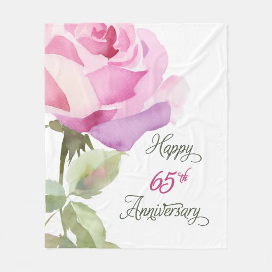 Zuster 65e jubileum Roze Roos Fleece Deken (Voorkant)