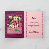 ZUSTER - 75e verjaardag met roze Daisy Flowers Kaart (Binnen)