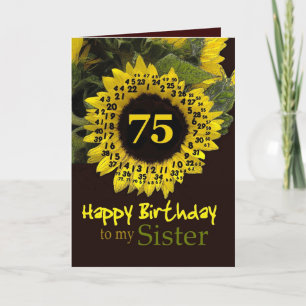 ZUSTER - 75ste verjaardag met vrolijke zonnebloem Kaart