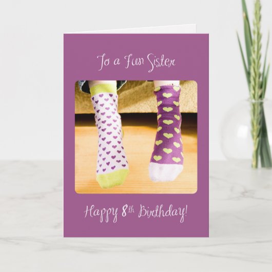 Zuster 8th Birthday Crazy Socks Kaart (Voorkant)