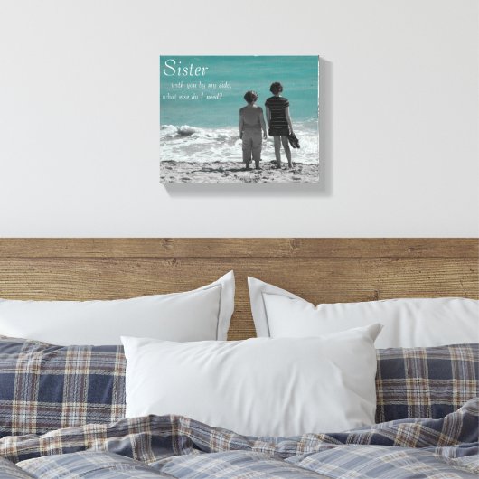 Zuster aan mijn kant strand scène canvas afdruk (Insitu (Slaapkamer))