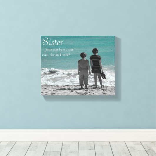 Zuster aan mijn kant strand scène canvas afdruk (Insitu (Houten vloer))