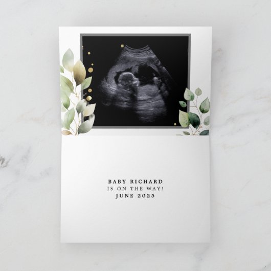 Zuster aan tante aankondigingsscript Eucalyptus ka Feestdagen Kaart (Binnen)