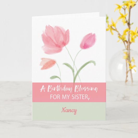 Zuster Aangepaste Naam Religieuze Verjaardag voor  Kaart (Gele Bloem)