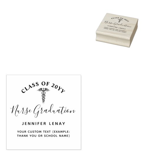 Zuster Afstuderen Dank u voor uw medische kaduceus Rubberstempel (Gestempeld)