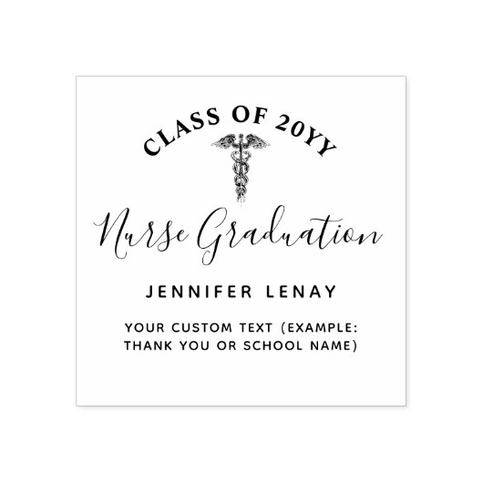 Zuster Afstuderen Dank u voor uw medische kaduceus Rubberstempel (Afrduk)