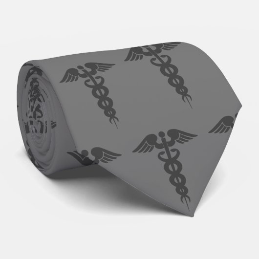 Zuster Afstuderen grijs monochromatische Caduceus  Stropdas (Opgerold)