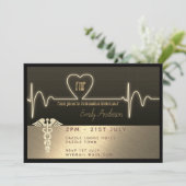 Zuster Afstuderen Invite FNP RN - Black Gold Metal Kaart (Staand voorkant)