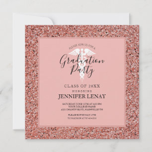 Zuster Afstuderen Roze Rose Gold Medical Party Kaart