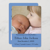 Zuster Announcing Brother's Birth Blue Aankondiging (Voorkant / Achterkant)