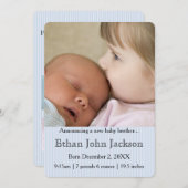 Zuster Announcing Brother's Birth Blue Aankondiging (Voorkant / Achterkant)