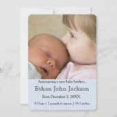 Zuster Announcing Brother's Birth Blue Aankondiging (Voorkant)