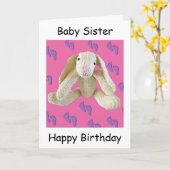 Zuster baby verjaardagskaart Bunny Rabbit mooi! Kaart (Gele Bloem)