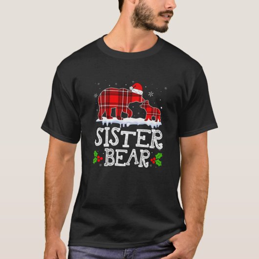Zuster Beer Vrouwen Rood met kerstcadeautje Pjama  T-shirt (Voorkant)