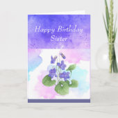 Zuster Birthday African Violet Flower Poem Feestdagen Kaart (Voorkant)