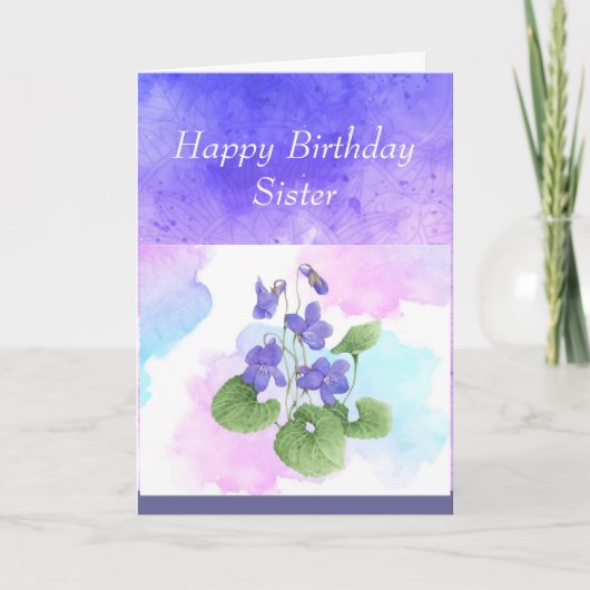 Zuster Birthday African Violet Flower Poem Feestdagen Kaart (Voorkant)