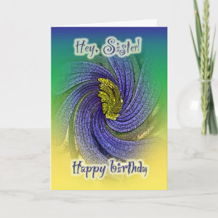 Zuster Birthday Blue-Eyed-Grass Kaart