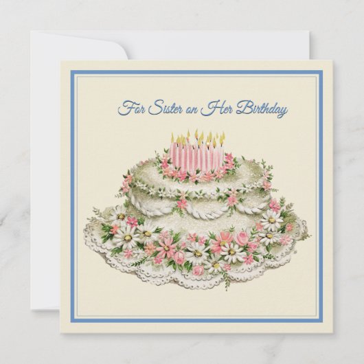 Zuster Birthday Card  Bloemkap en gedicht Kaart (Voorkant)