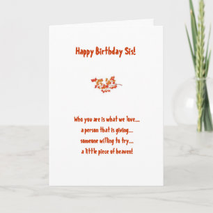 Zuster Birthday Card Kaart