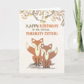 Zuster Birthday Foxes, bladeren op filialen Kaart (Voorkant)