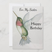 Zuster Birthday Hummingbird Elegant Waterverf (Voorkant)