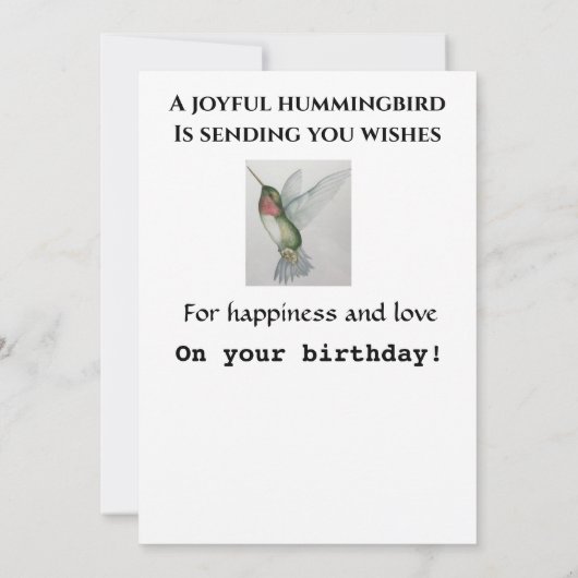 Zuster Birthday Hummingbird Elegant Waterverf (Achterkant)