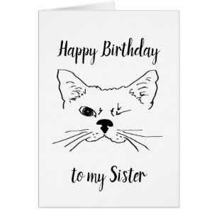 Zuster Birthday Humor Quote Winking Cat Fun