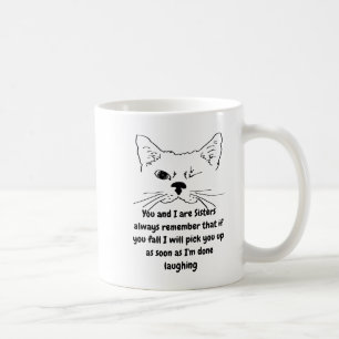 Zuster Birthday Humor Quote Winking Cat Fun Koffiemok
