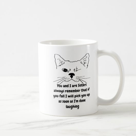 Zuster Birthday Humor Quote Winking Cat Fun Koffiemok (Rechts)