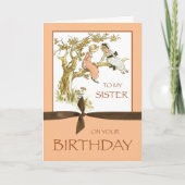 Zuster Birthday,  meisjes in Apple Tree Kaart (Voorkant)