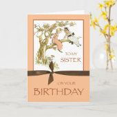 Zuster Birthday,  meisjes in Apple Tree Kaart (Gele Bloem)