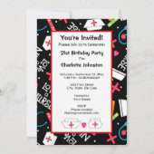 Zuster Birthday Party Celebration Black White Kaart (Achterkant)