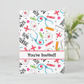 Zuster Birthday Party Celebration White Red Kaart (Staand voorkant)