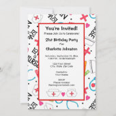 Zuster Birthday Party Celebration White Red Kaart (Achterkant)