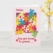 Zuster Birthday Puzzle Love to Piecets Kaart (Gele Bloem)