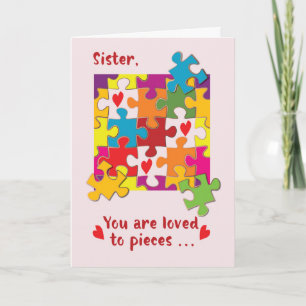 Zuster Birthday Puzzle Love to Piecets Kaart