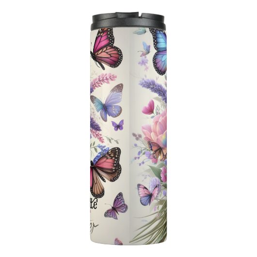 Zuster: Bloemboeket, Vlinder schoonheid Thermosbeker (Achterkant)