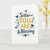 Zuster Bloemenwenskaart 'Blessing' Kaart (Gele Bloem)