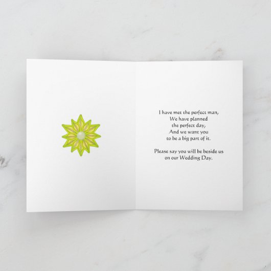 Zuster, bloemmeisje uitnodiging, gele bloemen bedankkaart (Binnen)