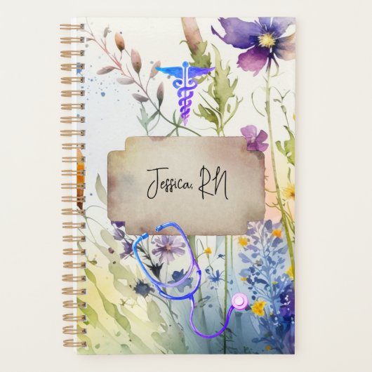Zuster Boho Medical Wildflower Floral Gezondheidsz Planner (Voorkant)