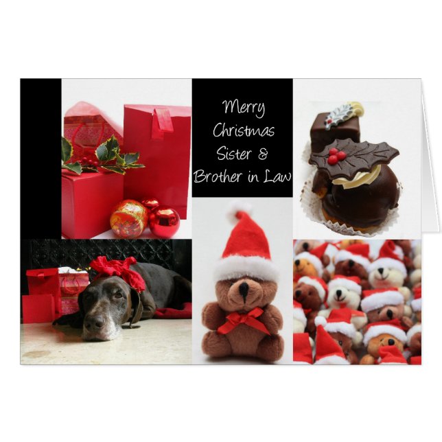 Zuster & Brother in Law Red Kerstmas collage card (Voorkant Horizontaal)