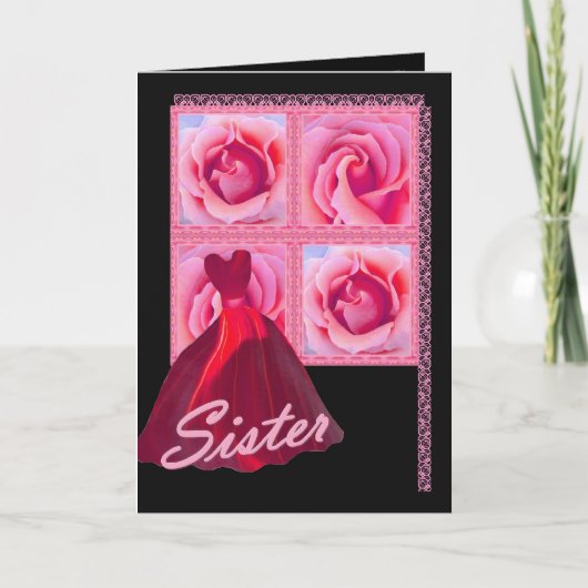 ZUSTER - Bruidsmeisje - Rode Toga, Roze Rozen (Voorkant)