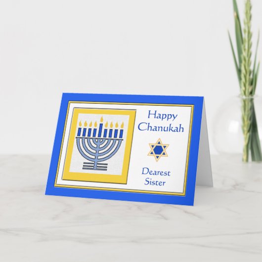 Zuster Chanukah Hedendaags Menorah Kaart (Voorkant)