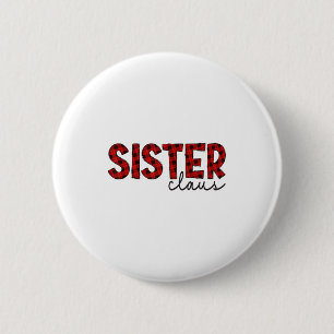 Zuster Claus Kerstmis Rood Geruit Pyjama Familie Ronde Button 5,7 Cm